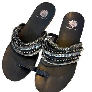 Yellow Box Stylish Beaded Slide Sandals Toe Size 6